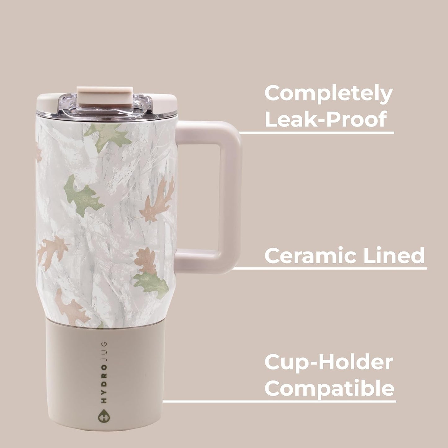 Coffee Traveler 20oz Ceramic-Lined Mug with Handle, Dune