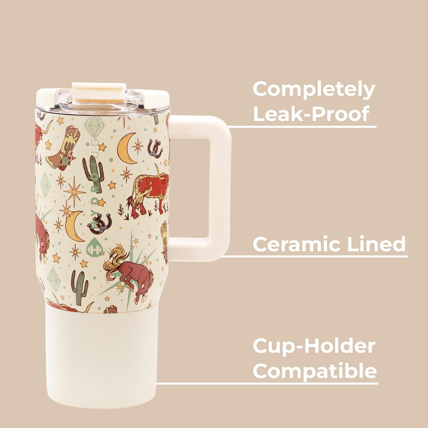 Coffee Traveler 20oz Ceramic-Lined Mug with Handle, Dune