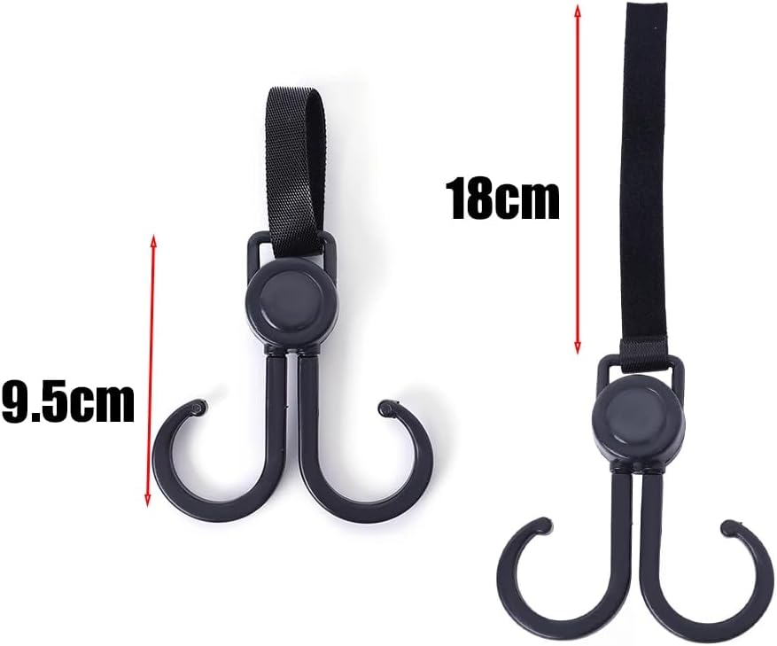 8 Pack Baby Stroller Hooks with Dual Hook Diaper Bags Hanging Hook Hanger Organizer Clip for Grocery Bags Shopping Bag Purse Handbag Strollers Bikes Wheelchairs Rollator Walkers