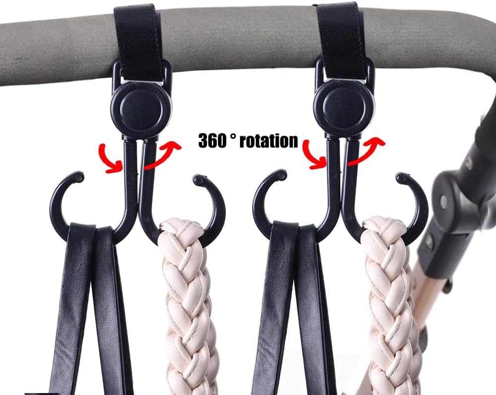 8 Pack Baby Stroller Hooks with Dual Hook Diaper Bags Hanging Hook Hanger Organizer Clip for Grocery Bags Shopping Bag Purse Handbag Strollers Bikes Wheelchairs Rollator Walkers