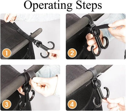 8 Pack Baby Stroller Hooks with Dual Hook Diaper Bags Hanging Hook Hanger Organizer Clip for Grocery Bags Shopping Bag Purse Handbag Strollers Bikes Wheelchairs Rollator Walkers