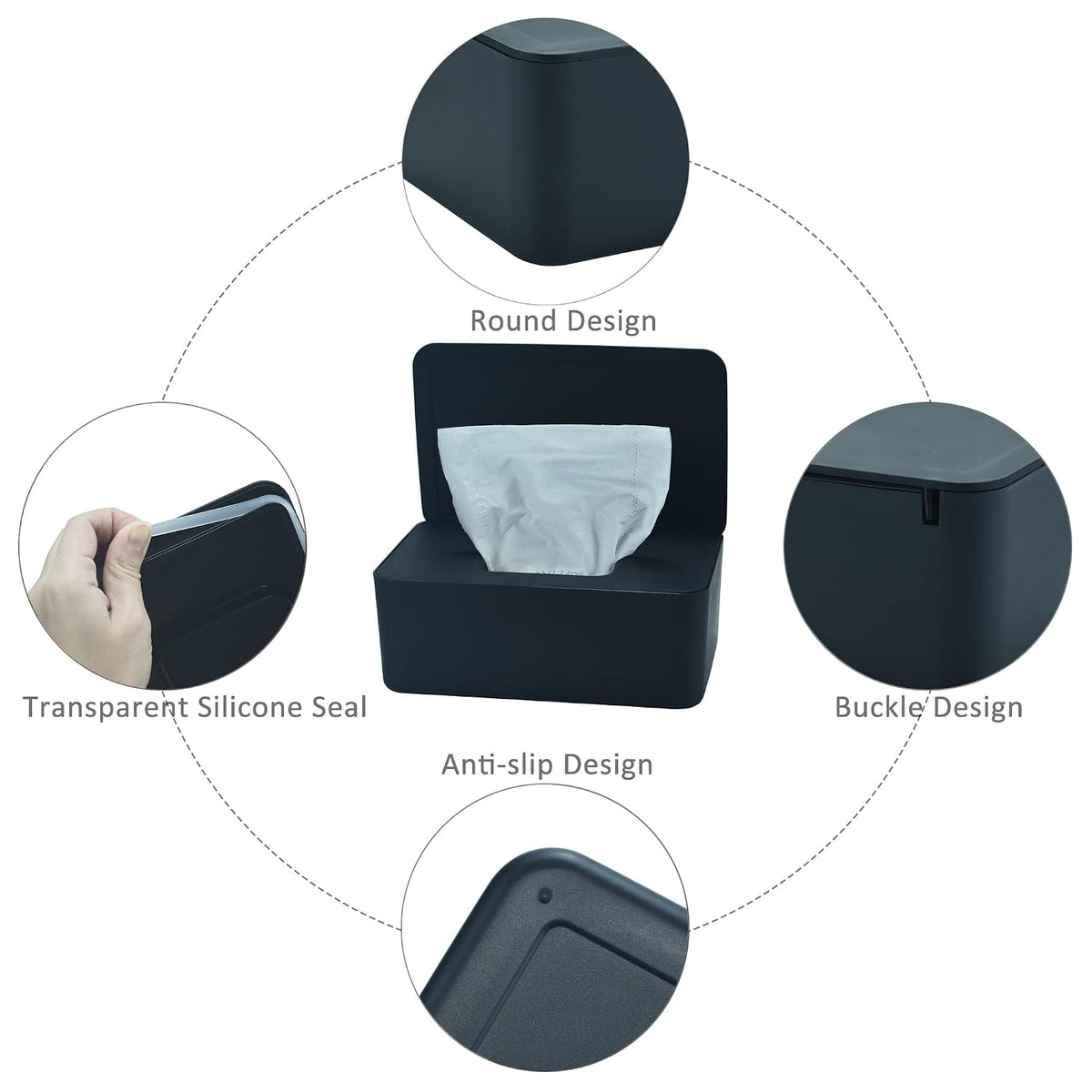 Diaper Wipes Dispenser, Baby Wipes Case, Baby Wipe Holder (Black)