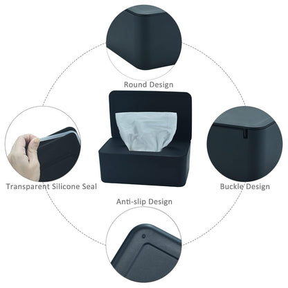 Diaper Wipes Dispenser, Baby Wipes Case, Baby Wipe Holder (Black)