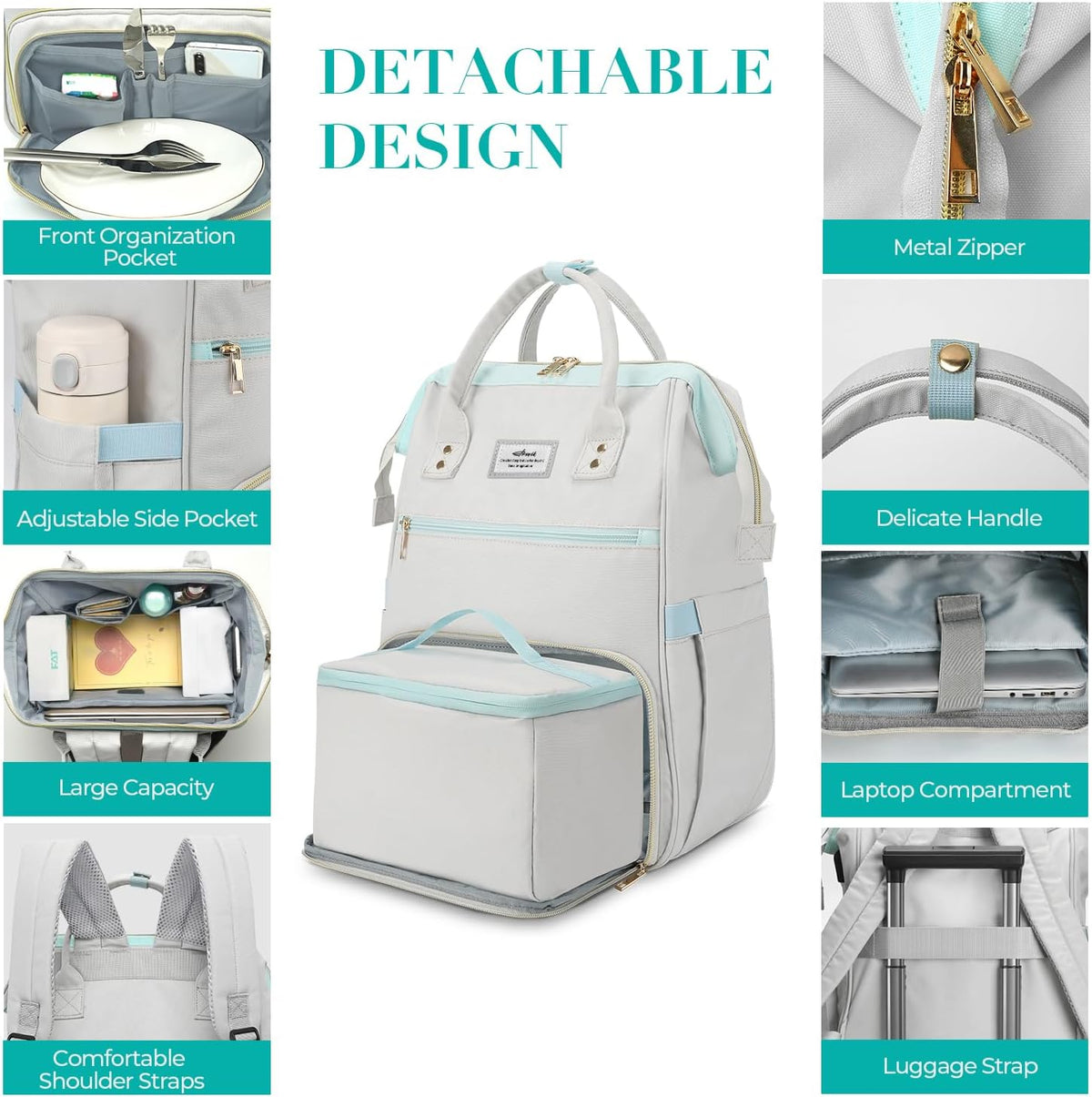Lunch Backpack, 15.6 Inch Laptop Backpack, Stylish Nurse Teacher Work Bag