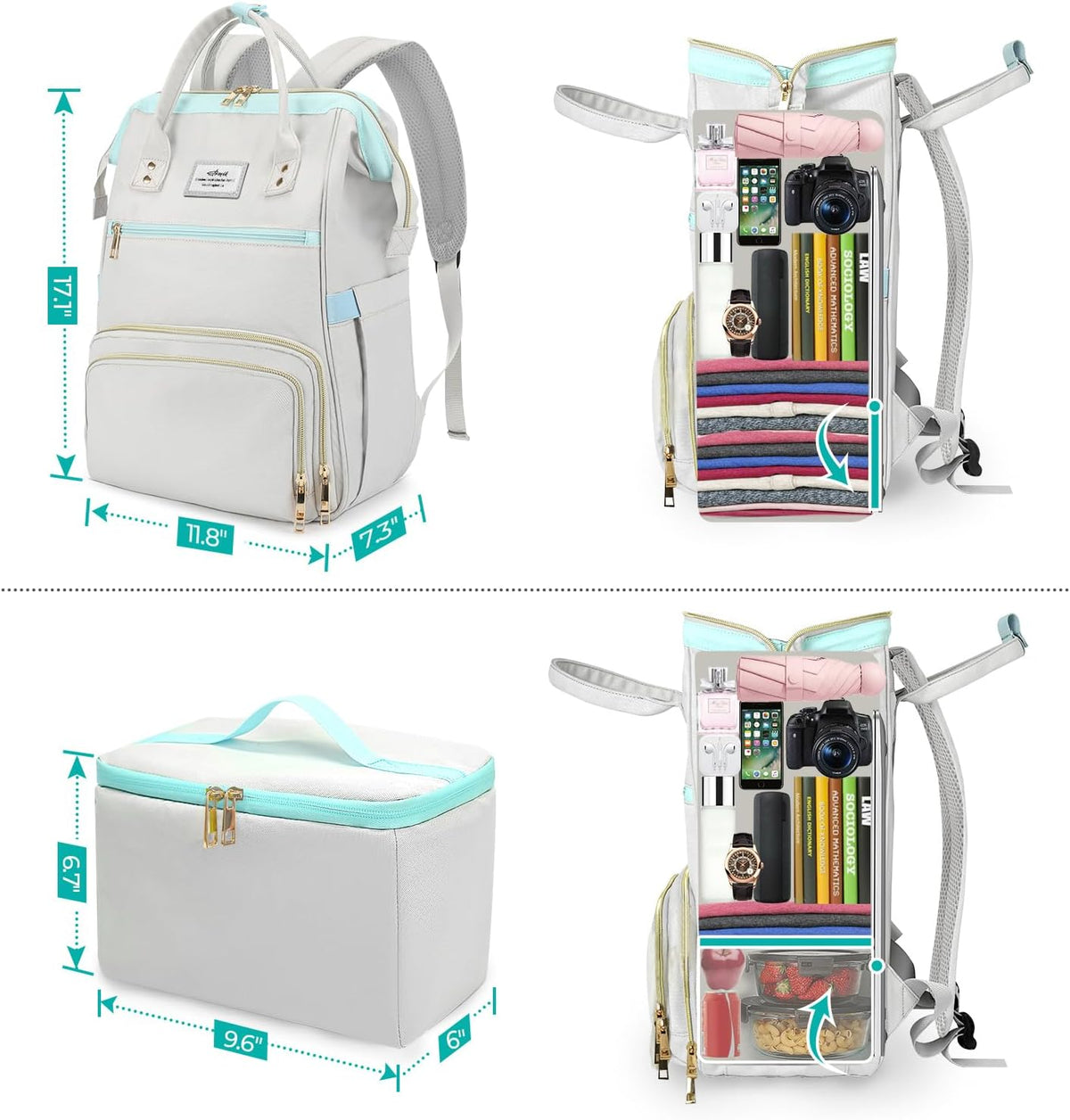 Lunch Backpack, 15.6 Inch Laptop Backpack, Stylish Nurse Teacher Work Bag