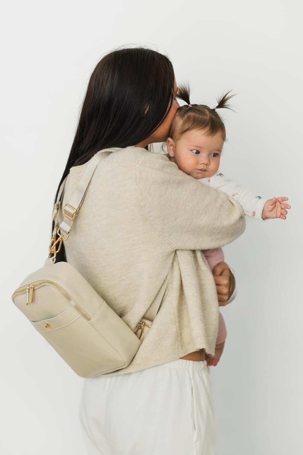 Mini Diaper Bag – Backpack or Crossbody Baby Bag with Organized Storage (Olive)