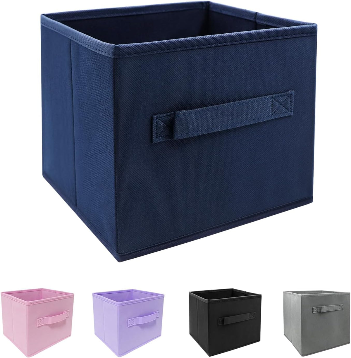 Small Storage Bins,Collapsible Fabric Storage Organizer 9.0"x7.5"x7.5",Mini Storage Box,fit for closet, living room, bookshelf, Kids clothes and toys storage and organization Blue…