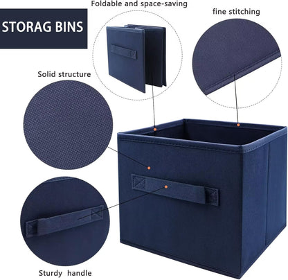 Small Storage Bins,Collapsible Fabric Storage Organizer 9.0"x7.5"x7.5",Mini Storage Box,fit for closet, living room, bookshelf, Kids clothes and toys storage and organization Blue…