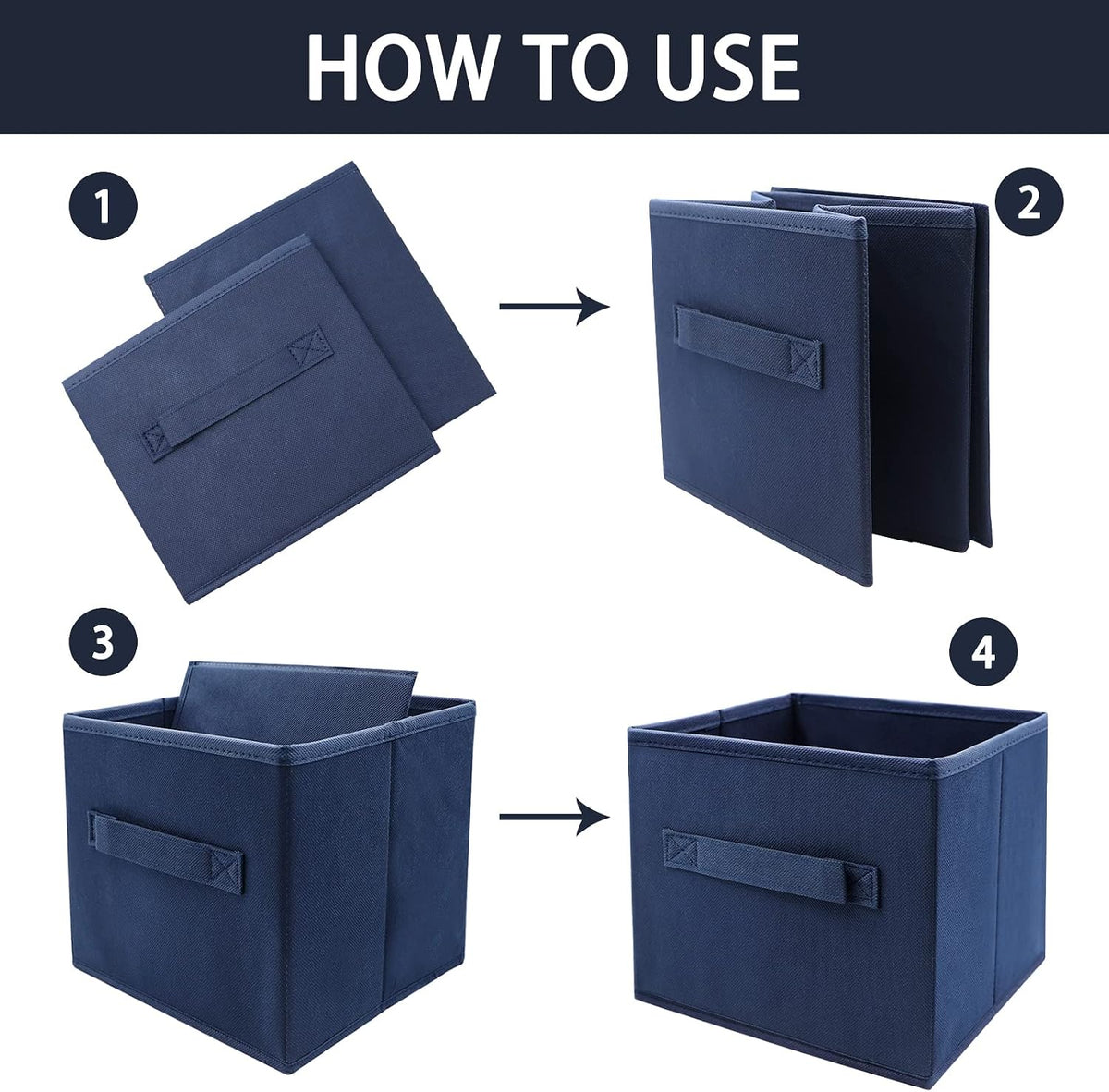 Small Storage Bins,Collapsible Fabric Storage Organizer 9.0"x7.5"x7.5",Mini Storage Box,fit for closet, living room, bookshelf, Kids clothes and toys storage and organization Blue…