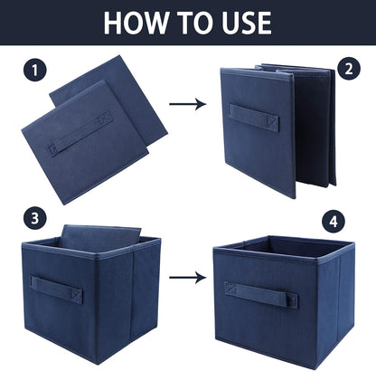 Small Storage Bins,Collapsible Fabric Storage Organizer 9.0"x7.5"x7.5",Mini Storage Box,fit for closet, living room, bookshelf, Kids clothes and toys storage and organization Blue…