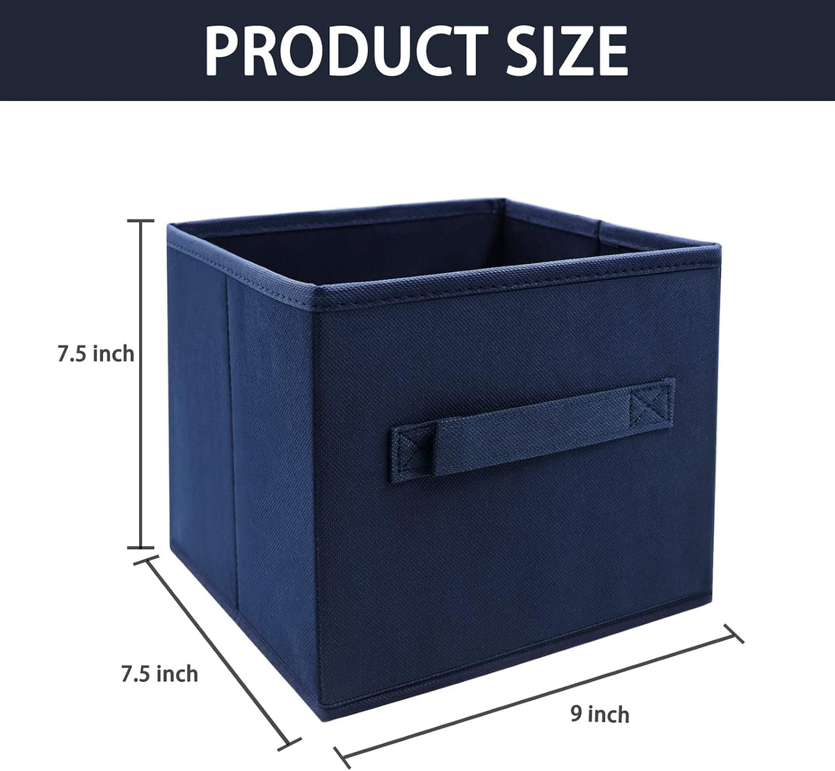 Small Storage Bins,Collapsible Fabric Storage Organizer 9.0"x7.5"x7.5",Mini Storage Box,fit for closet, living room, bookshelf, Kids clothes and toys storage and organization Blue…