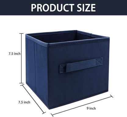 Small Storage Bins,Collapsible Fabric Storage Organizer 9.0"x7.5"x7.5",Mini Storage Box,fit for closet, living room, bookshelf, Kids clothes and toys storage and organization Blue…