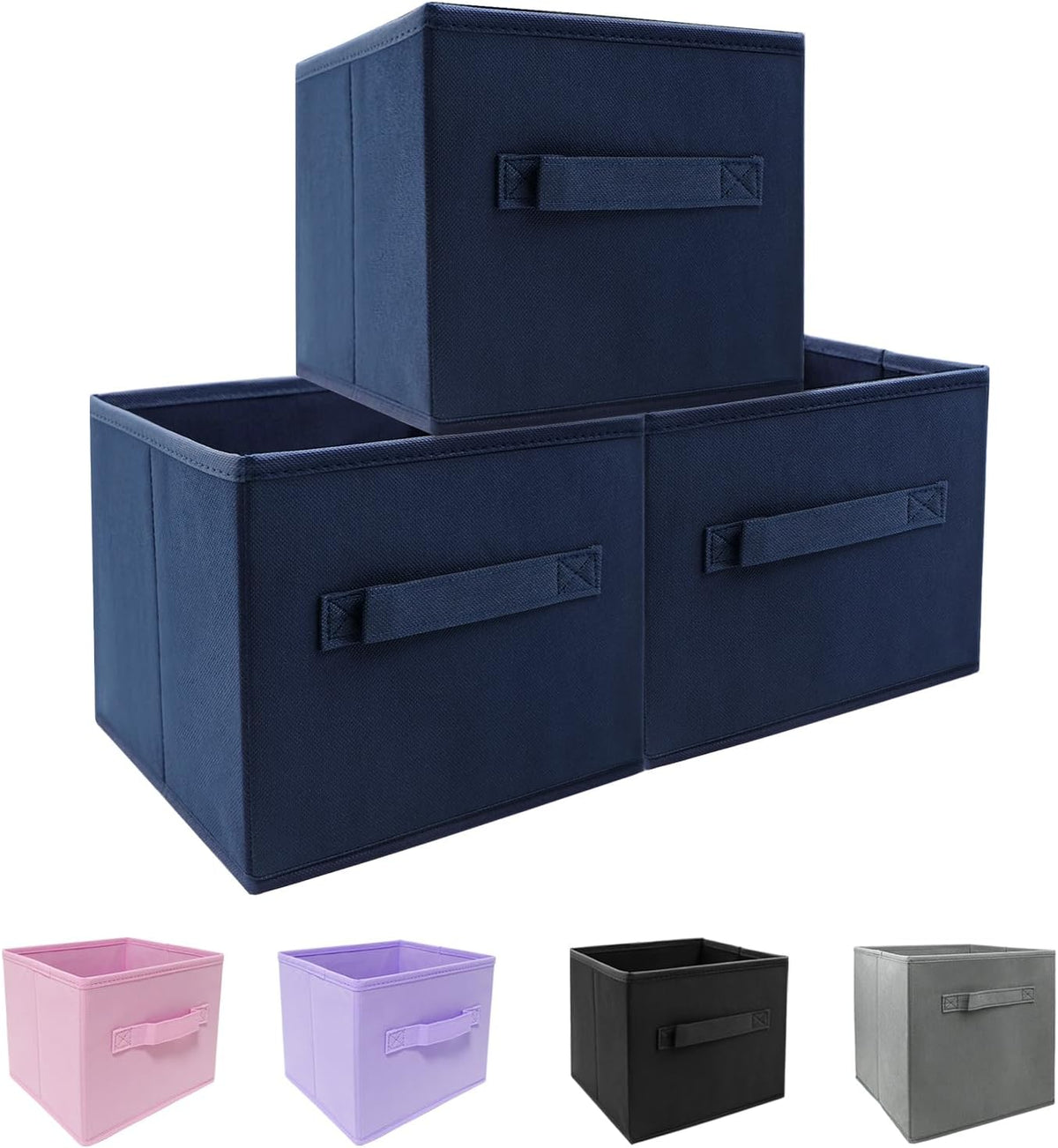 Small Storage Bins,Collapsible Fabric Storage Organizer 9.0"x7.5"x7.5",Mini Storage Box,fit for closet, living room, bookshelf, Kids clothes and toys storage and organization Blue…