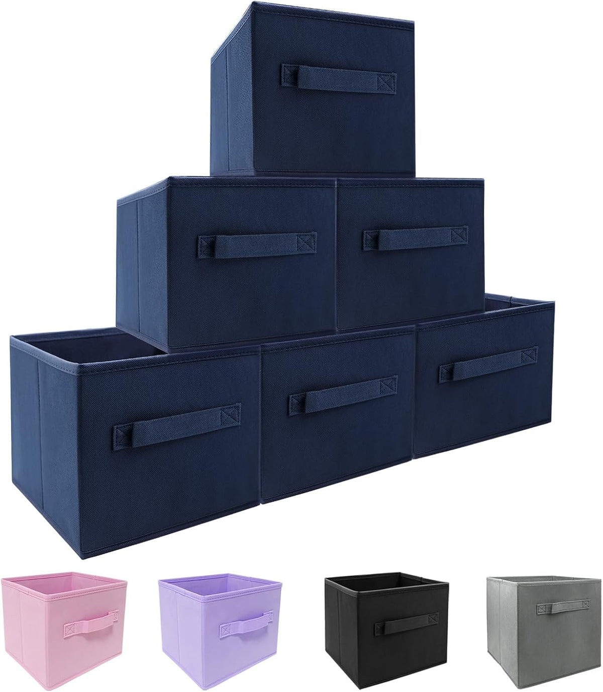 Small Storage Bins,Collapsible Fabric Storage Organizer 9.0"x7.5"x7.5",Mini Storage Box,fit for closet, living room, bookshelf, Kids clothes and toys storage and organization Blue…