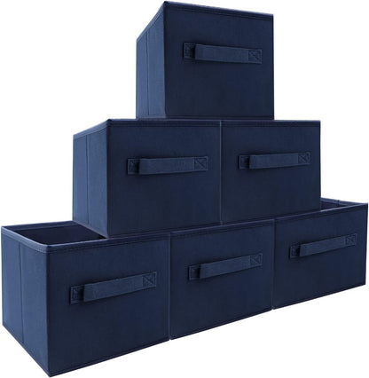 Small Storage Bins,Collapsible Fabric Storage Organizer 9.0"x7.5"x7.5",Mini Storage Box,fit for closet, living room, bookshelf, Kids clothes and toys storage and organization Blue…
