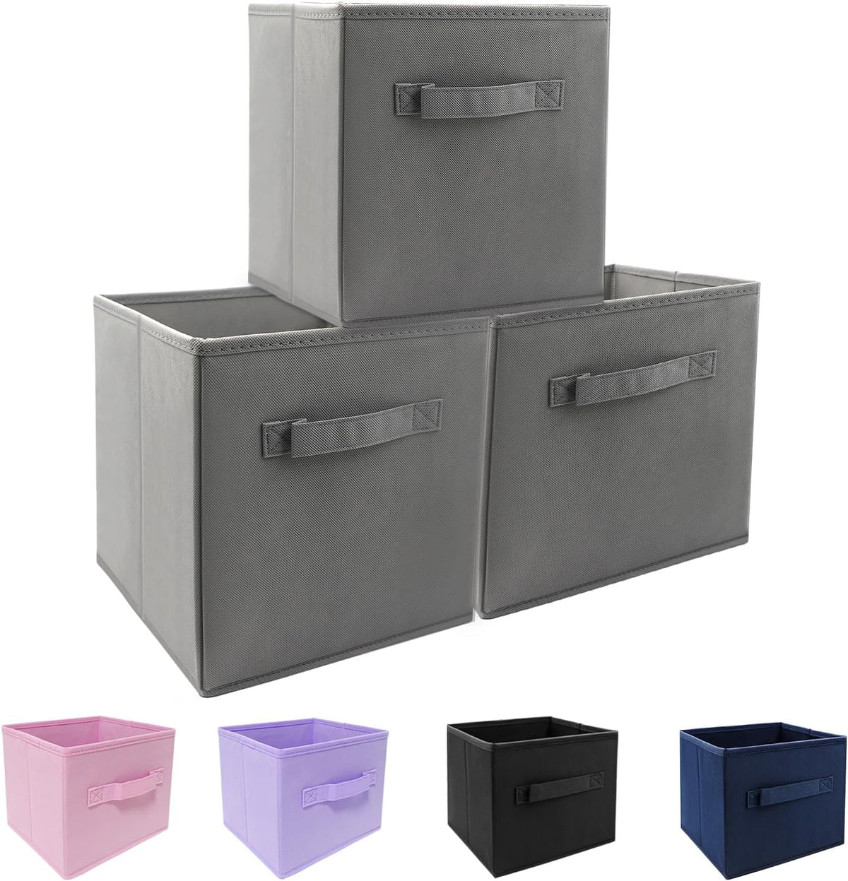 Small Storage Bins,Collapsible Fabric Storage Organizer 9.0"x7.5"x7.5",Mini Storage Box,fit for closet, living room, bookshelf, Kids clothes and toys storage and organization Blue…