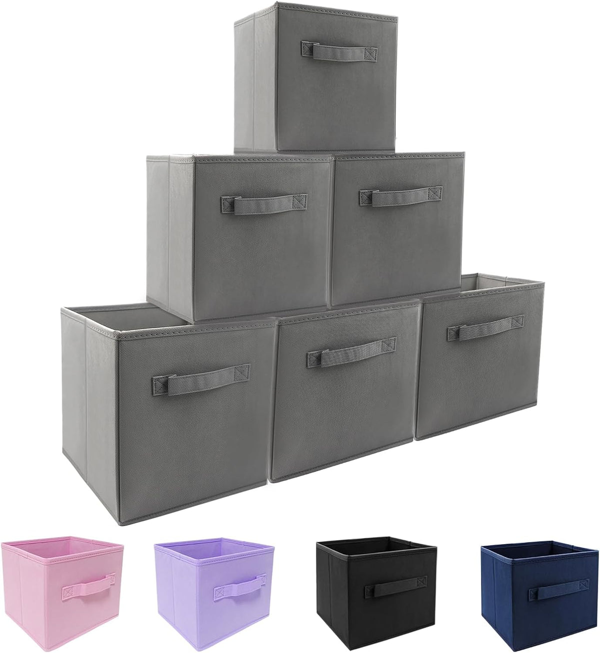 Small Storage Bins,Collapsible Fabric Storage Organizer 9.0"x7.5"x7.5",Mini Storage Box,fit for closet, living room, bookshelf, Kids clothes and toys storage and organization Blue…