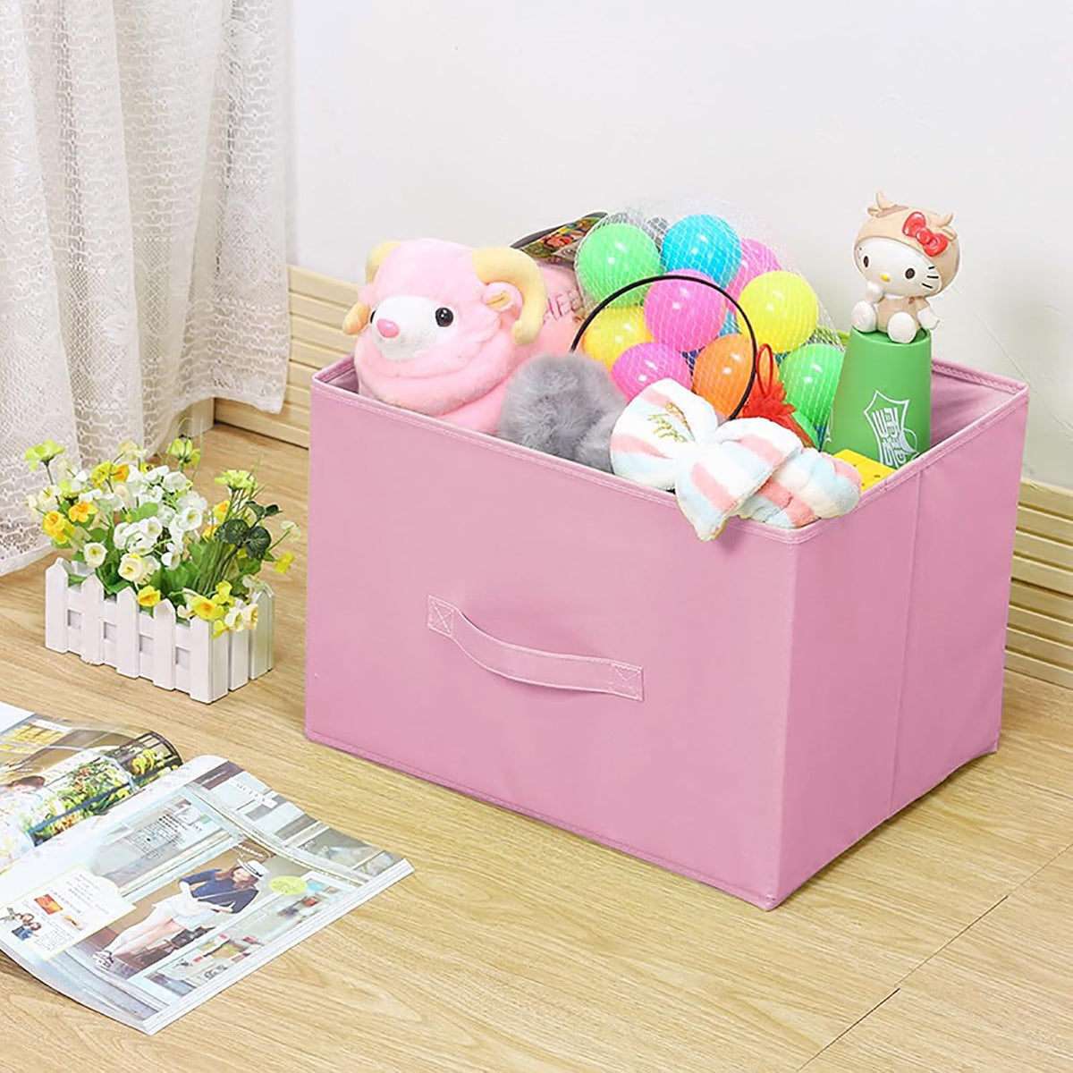 Small Storage Bins,Collapsible Fabric Storage Organizer 9.0"x7.5"x7.5",Mini Storage Box,fit for closet, living room, bookshelf, Kids clothes and toys storage and organization Blue…