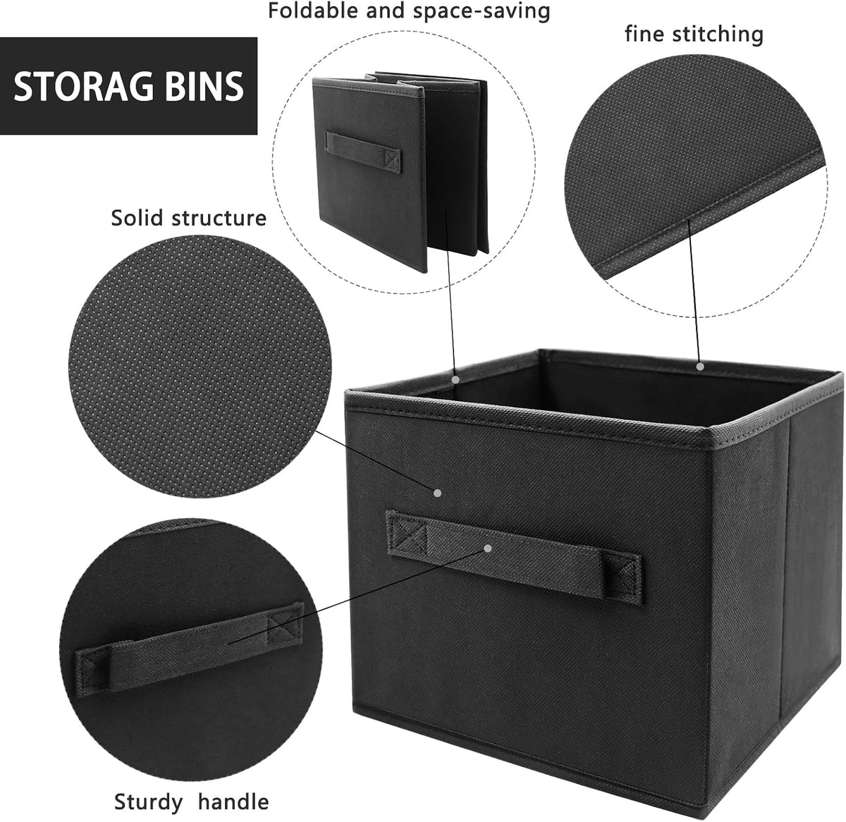Small Storage Bins,Collapsible Fabric Storage Organizer 9.0"x7.5"x7.5",Mini Storage Box,fit for closet, living room, bookshelf, Kids clothes and toys storage and organization Blue…
