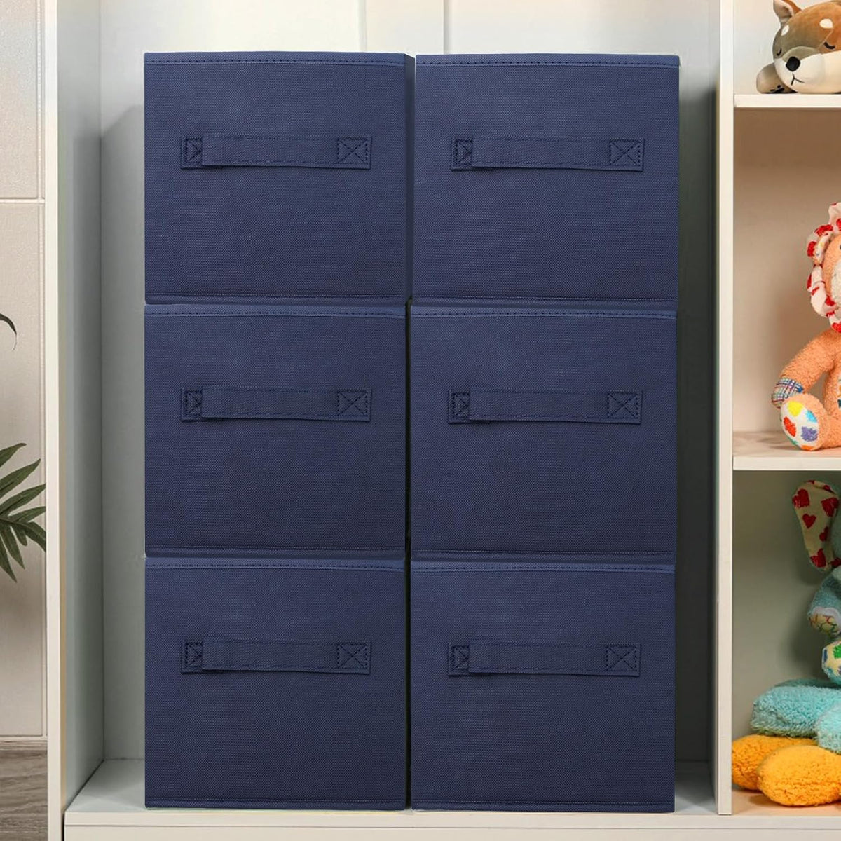 Small Storage Bins,Collapsible Fabric Storage Organizer 9.0"x7.5"x7.5",Mini Storage Box,fit for closet, living room, bookshelf, Kids clothes and toys storage and organization Blue…