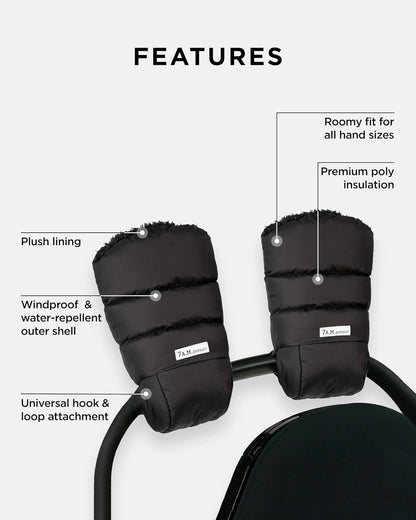 Enfant Stroller Warmmuffs Gloves - Anti-Freeze Stroller Mittens for Handlebars, Water Repellent Hand Warmer Muff for Cold Weather, Plush Lined Stroller Warmmuffs | Winter Stroller Accessories