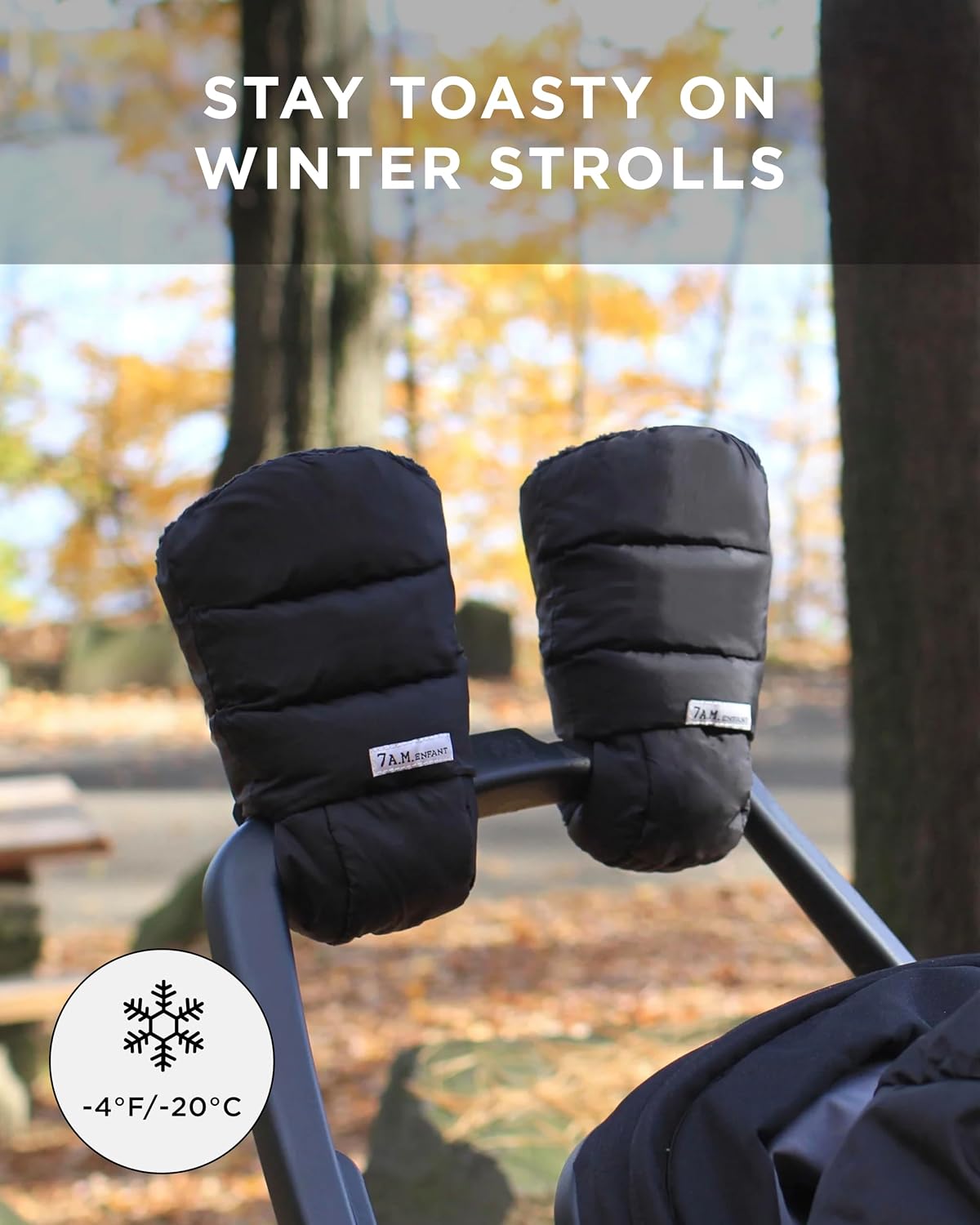 Enfant Stroller Warmmuffs Gloves - Anti-Freeze Stroller Mittens for Handlebars, Water Repellent Hand Warmer Muff for Cold Weather, Plush Lined Stroller Warmmuffs | Winter Stroller Accessories