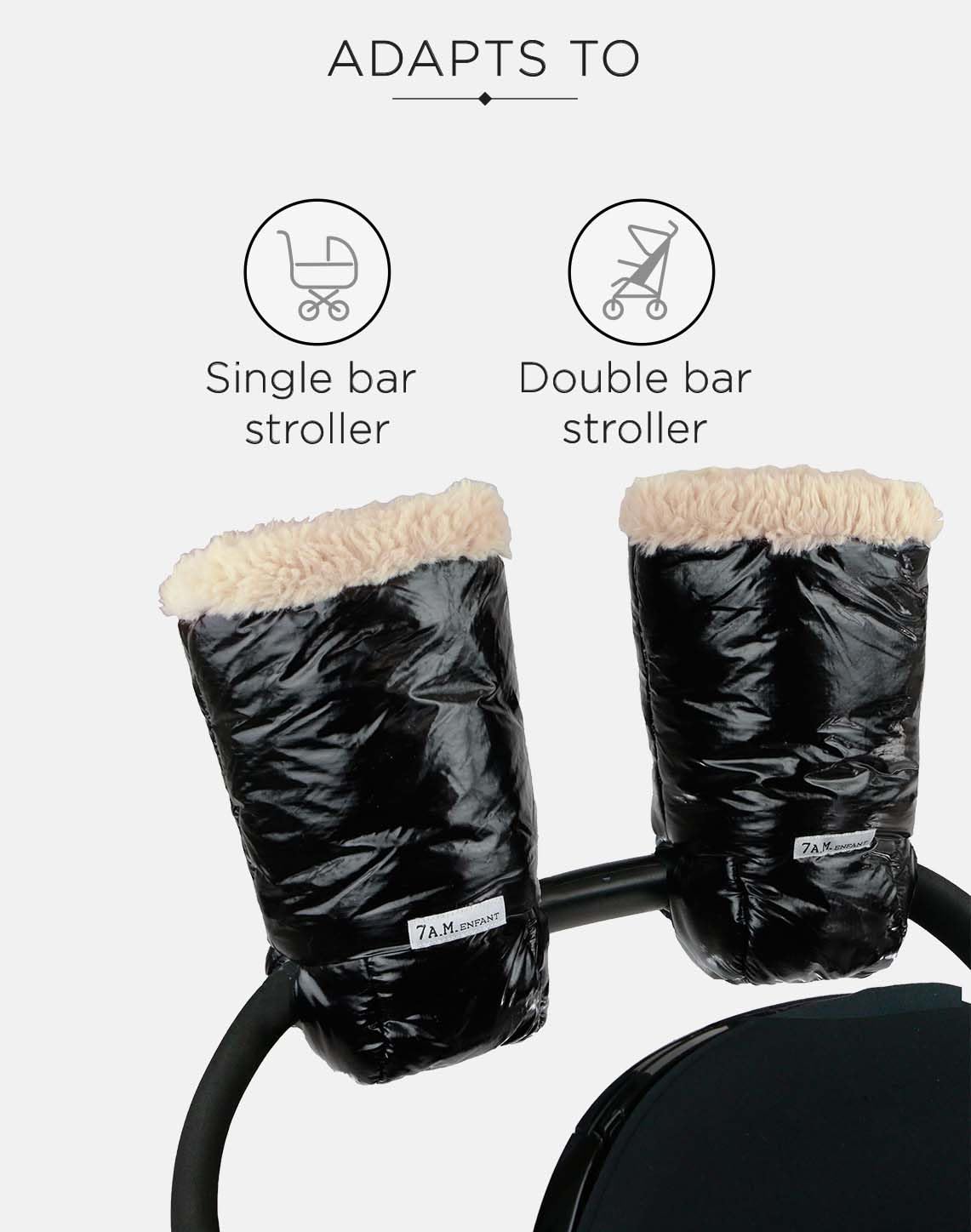 Enfant Stroller Warmmuffs Gloves - Anti-Freeze Stroller Mittens for Handlebars, Water Repellent Hand Warmer Muff for Cold Weather, Plush Lined Stroller Warmmuffs | Winter Stroller Accessories