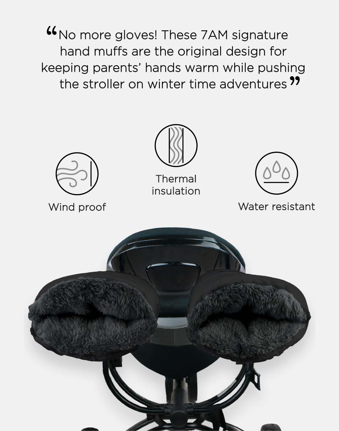 Enfant Stroller Warmmuffs Gloves - Anti-Freeze Stroller Mittens for Handlebars, Water Repellent Hand Warmer Muff for Cold Weather, Plush Lined Stroller Warmmuffs | Winter Stroller Accessories