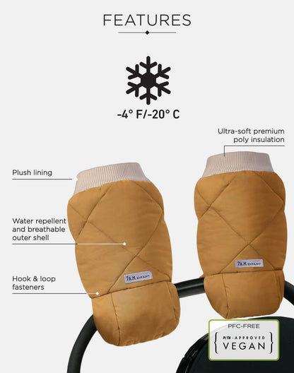 Enfant Stroller Warmmuffs Gloves - Anti-Freeze Stroller Mittens for Handlebars, Water Repellent Hand Warmer Muff for Cold Weather, Plush Lined Stroller Warmmuffs | Winter Stroller Accessories