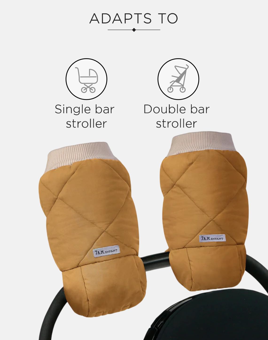 Enfant Stroller Warmmuffs Gloves - Anti-Freeze Stroller Mittens for Handlebars, Water Repellent Hand Warmer Muff for Cold Weather, Plush Lined Stroller Warmmuffs | Winter Stroller Accessories