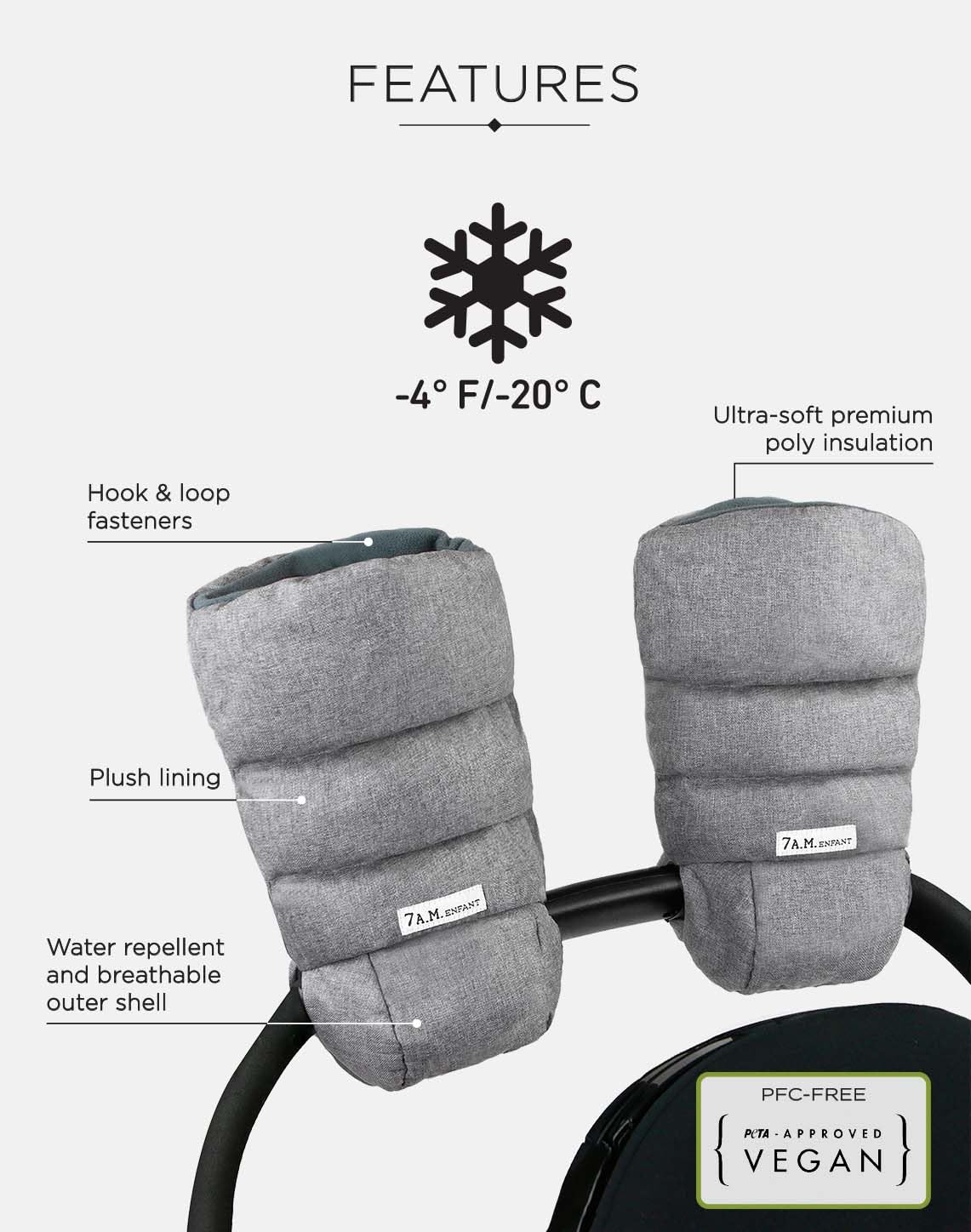 Enfant Stroller Warmmuffs Gloves - Anti-Freeze Stroller Mittens for Handlebars, Water Repellent Hand Warmer Muff for Cold Weather, Plush Lined Stroller Warmmuffs | Winter Stroller Accessories