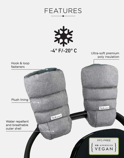 Enfant Stroller Warmmuffs Gloves - Anti-Freeze Stroller Mittens for Handlebars, Water Repellent Hand Warmer Muff for Cold Weather, Plush Lined Stroller Warmmuffs | Winter Stroller Accessories