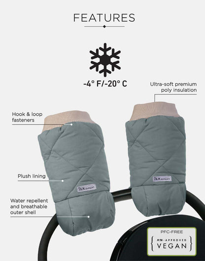 Enfant Stroller Warmmuffs Gloves - Anti-Freeze Stroller Mittens for Handlebars, Water Repellent Hand Warmer Muff for Cold Weather, Plush Lined Stroller Warmmuffs | Winter Stroller Accessories