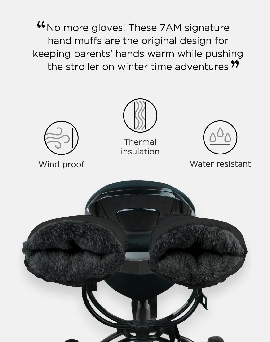Enfant Stroller Warmmuffs Gloves - Anti-Freeze Stroller Mittens for Handlebars, Water Repellent Hand Warmer Muff for Cold Weather, Plush Lined Stroller Warmmuffs | Winter Stroller Accessories