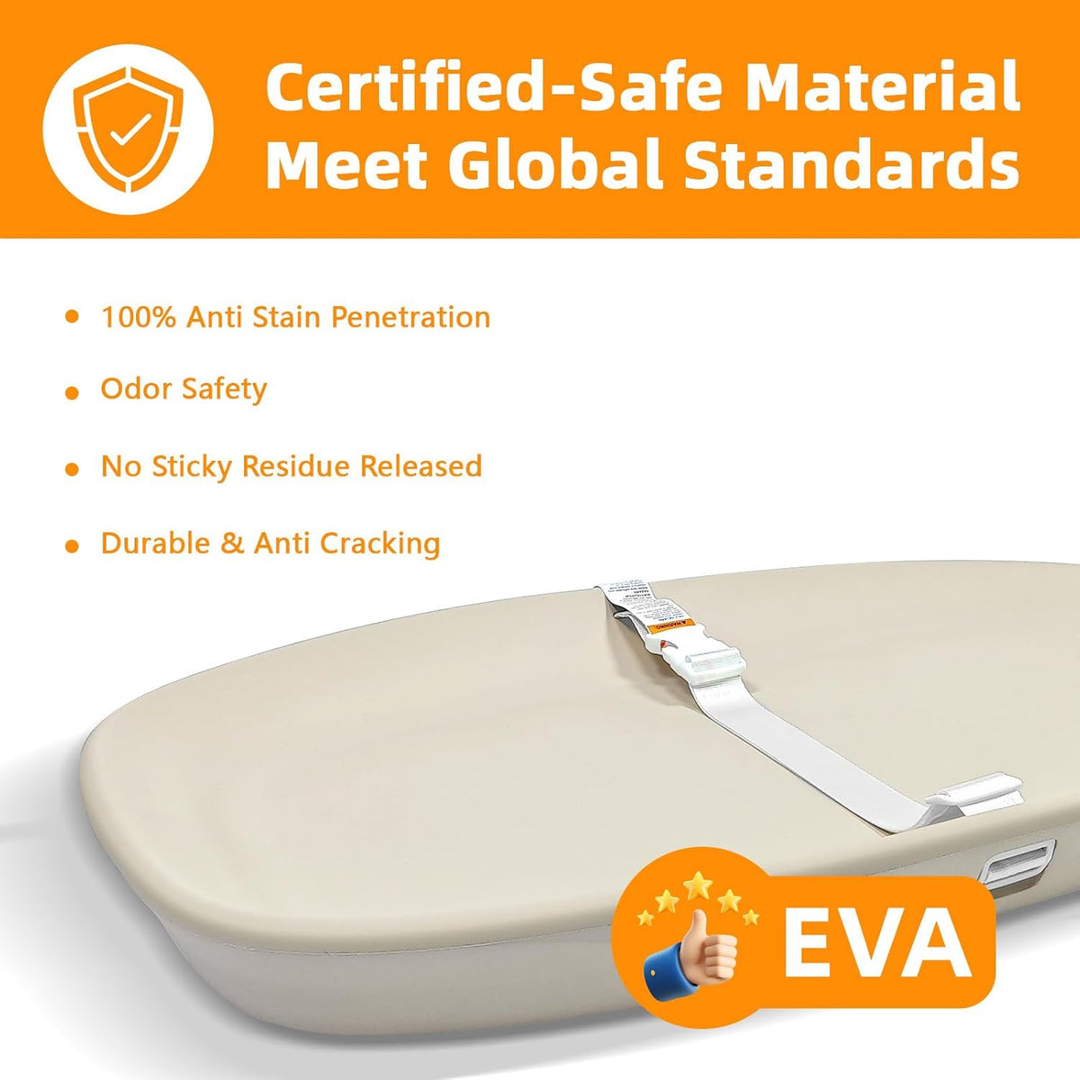 Baby Changing Pad – Wipe-Clean Surface,Non-Slip Base with Safety Strap,Straight Peanut Contoured with Cushioned EVA Foam,Portable Diaper Changing Pad for Newborn and Toddler,Nursery and Travel, Oat