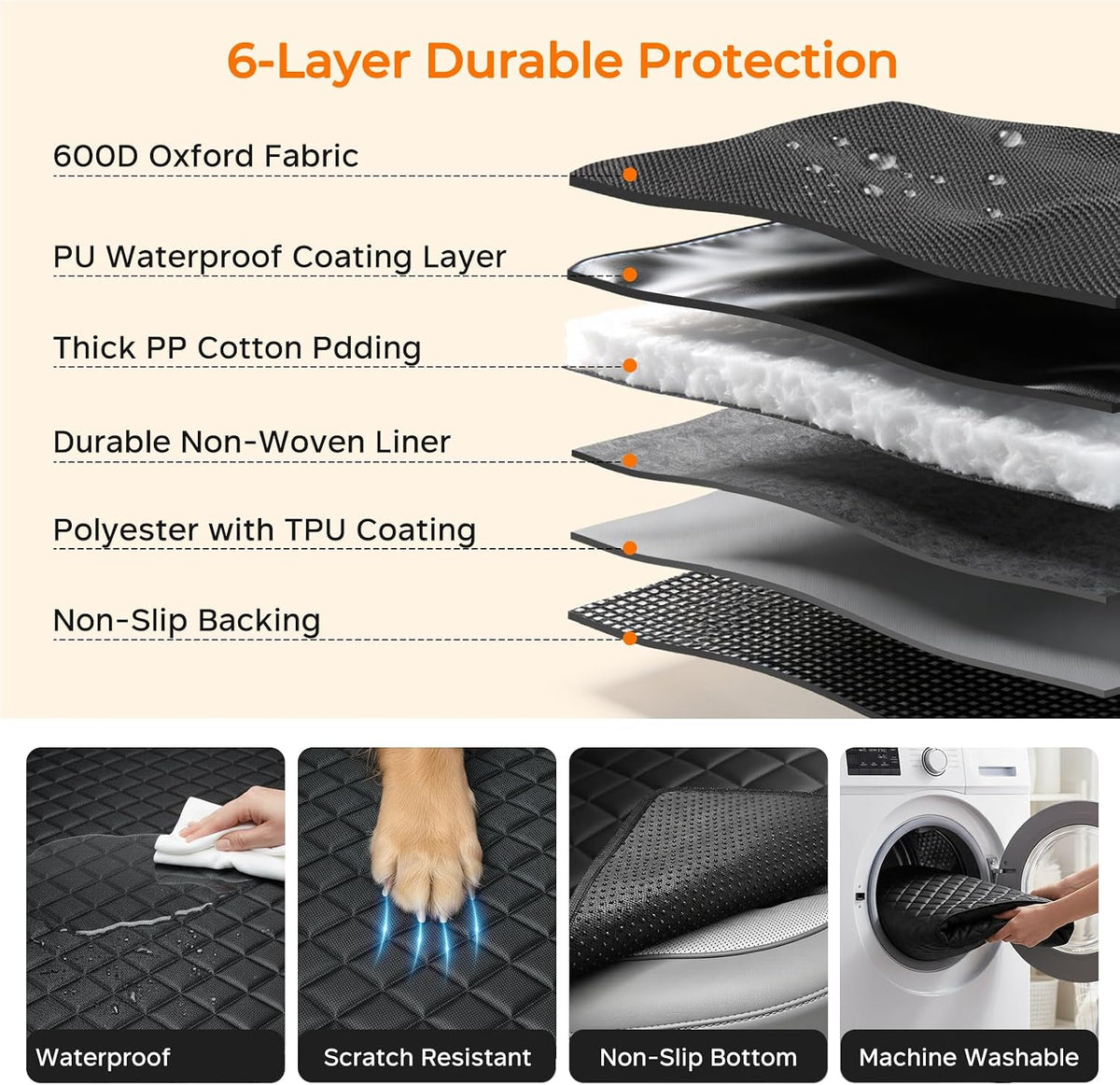 Dog Car Seat Cover for Back Seat, Waterproof Hammock for Car & SUV