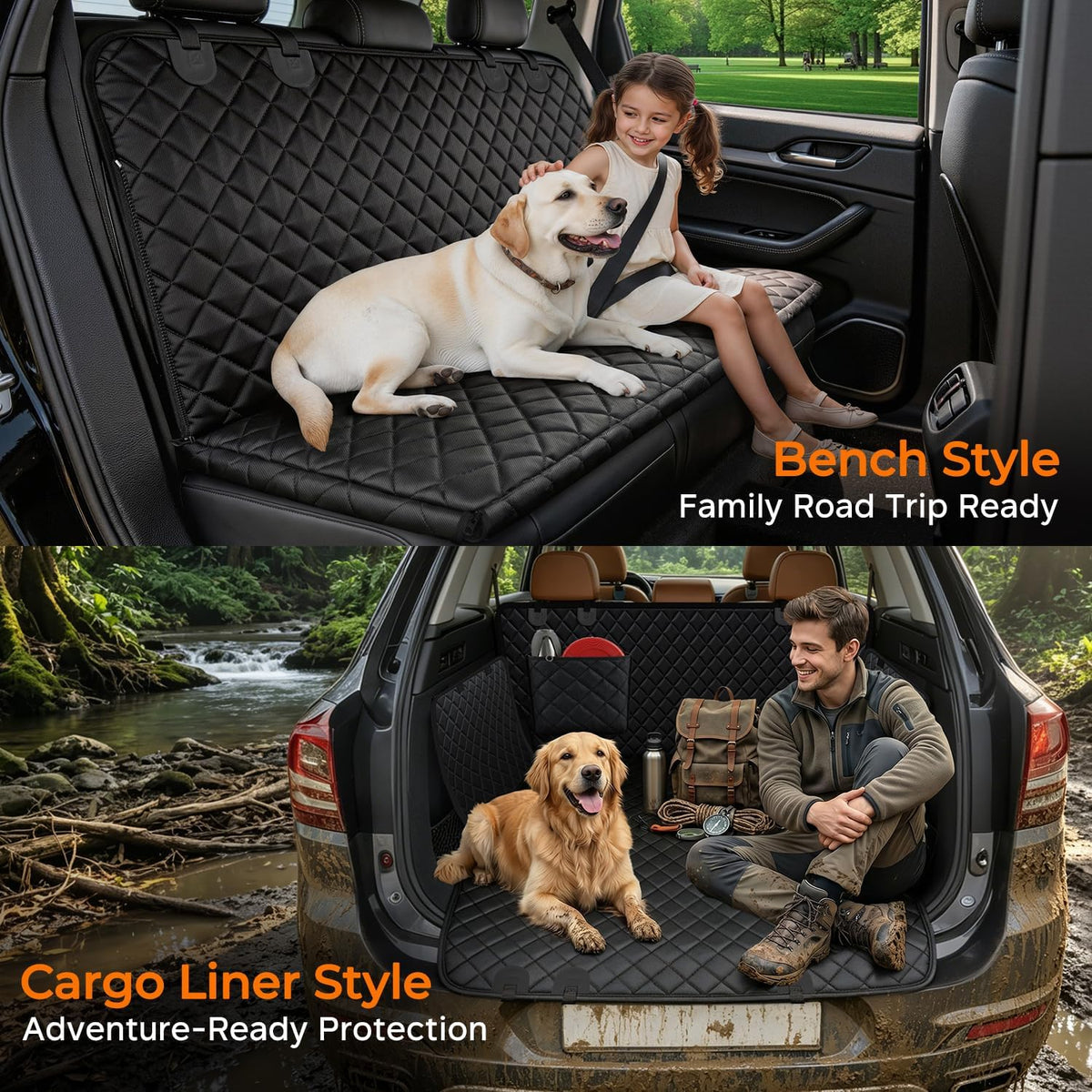 Dog Car Seat Cover for Back Seat, Waterproof Hammock for Car & SUV