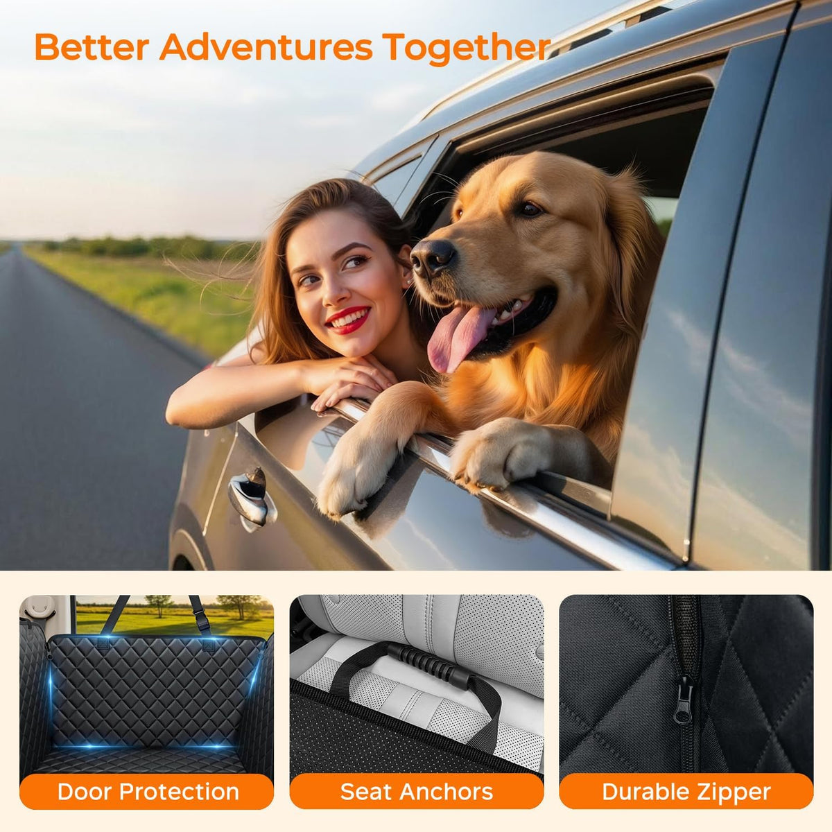 Dog Car Seat Cover for Back Seat, Waterproof Hammock for Car & SUV