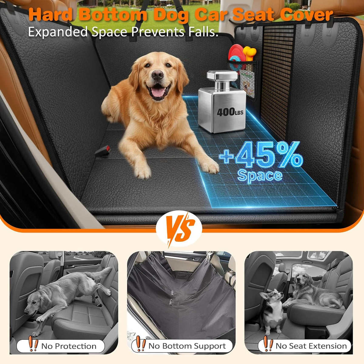 Dog Car Seat Cover for Back Seat, Waterproof Hammock for Car & SUV