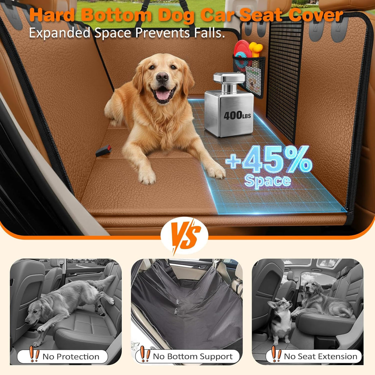 Dog Car Seat Cover for Back Seat, Waterproof Hammock for Car & SUV