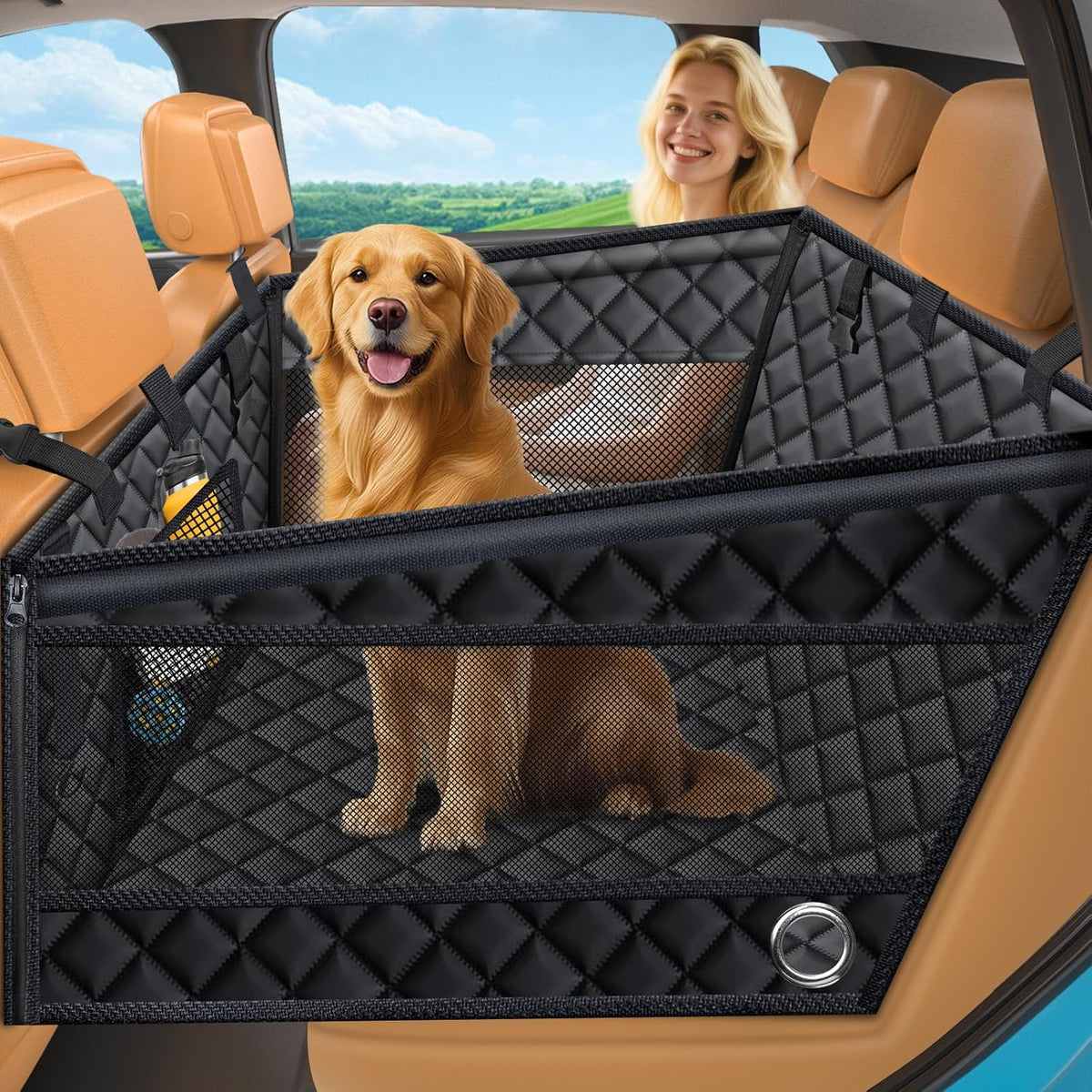 Dog Car Seat Cover for Back Seat, Waterproof Hammock for Car & SUV