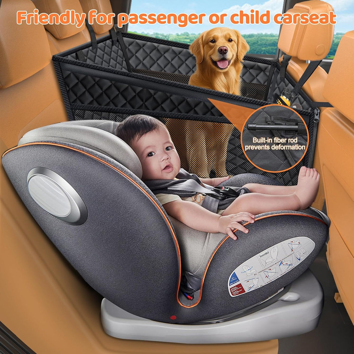 Dog Car Seat Cover for Back Seat, Waterproof Hammock for Car & SUV