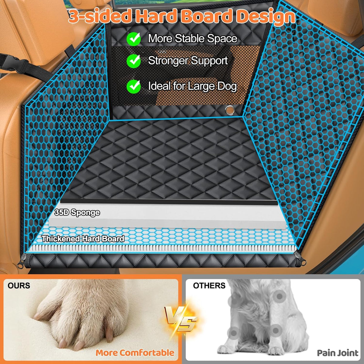 Dog Car Seat Cover for Back Seat, Waterproof Hammock for Car & SUV