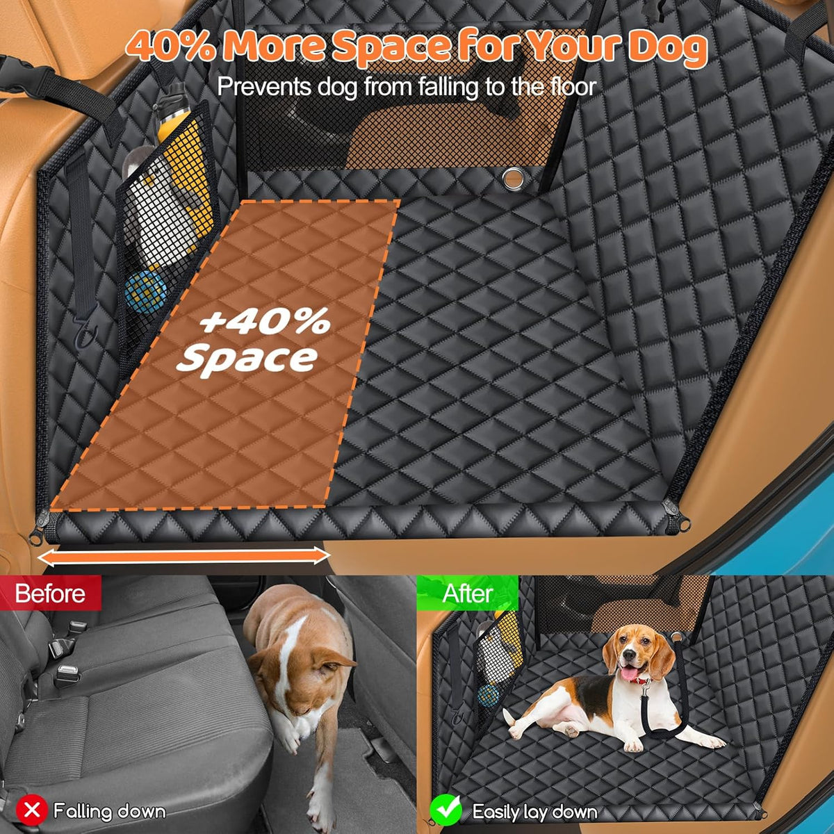 Dog Car Seat Cover for Back Seat, Waterproof Hammock for Car & SUV