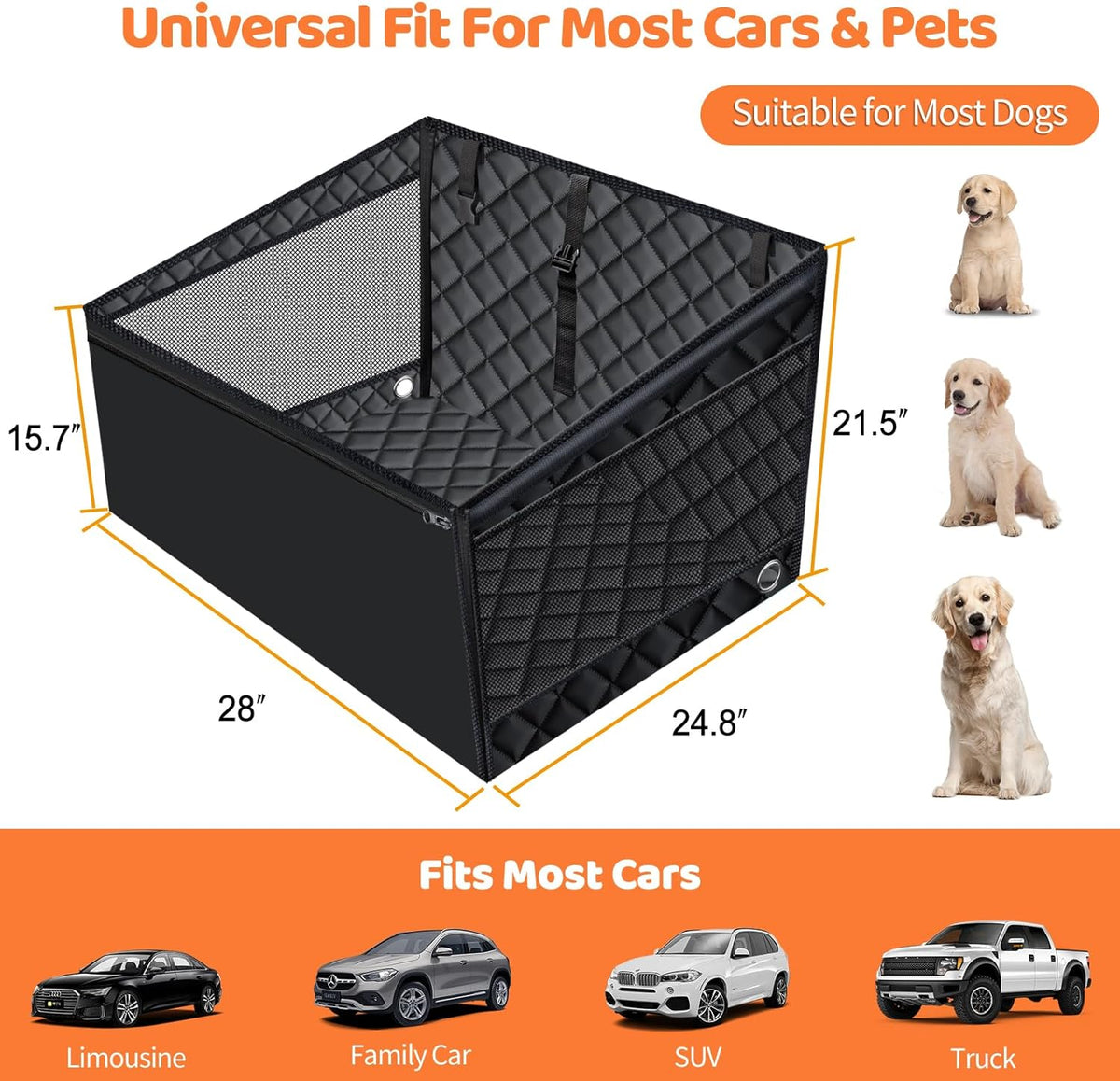 Dog Car Seat Cover for Back Seat, Waterproof Hammock for Car & SUV