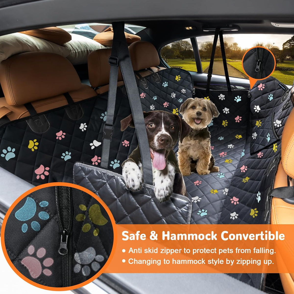 Dog Car Seat Cover for Back Seat, Waterproof Hammock for Car & SUV