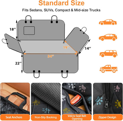 Dog Car Seat Cover for Back Seat, Waterproof Hammock for Car & SUV