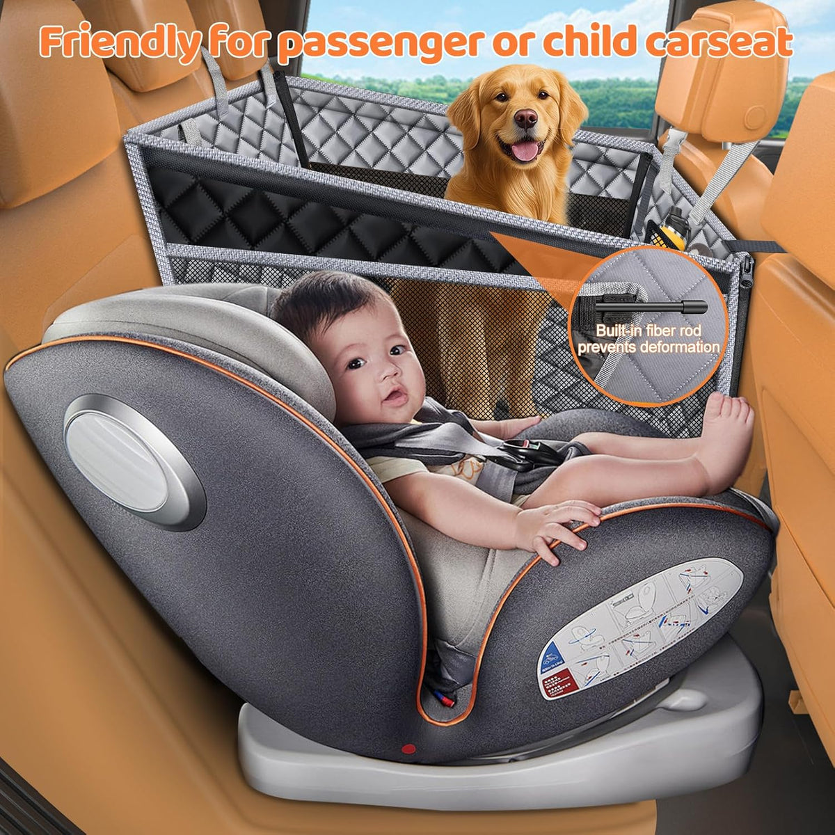 Dog Car Seat Cover for Back Seat, Waterproof Hammock for Car & SUV