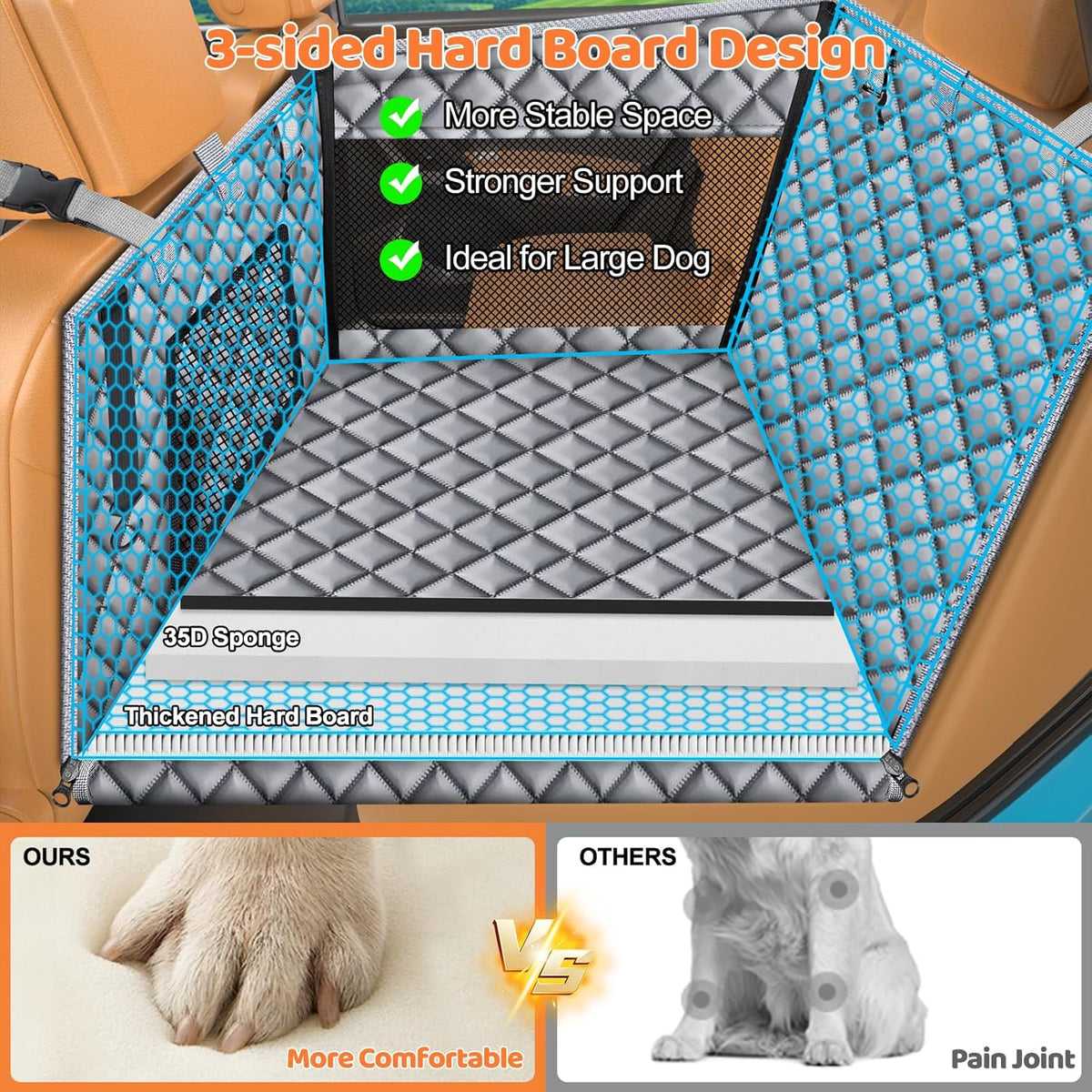 Dog Car Seat Cover for Back Seat, Waterproof Hammock for Car & SUV
