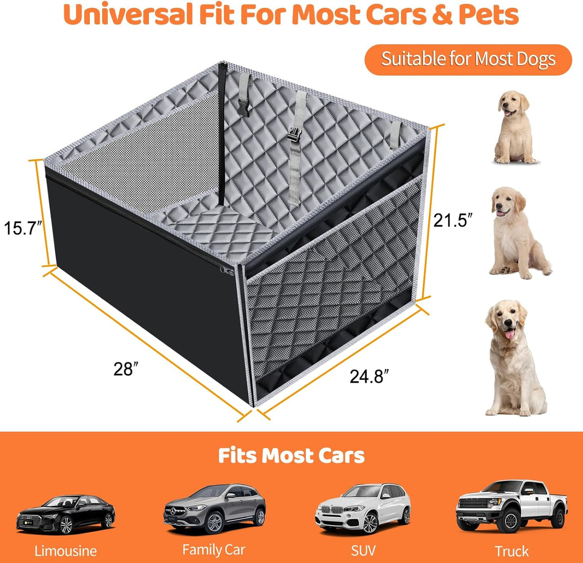 Dog Car Seat Cover for Back Seat, Waterproof Hammock for Car & SUV